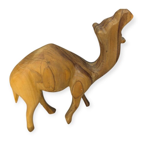 Olive Wood Camel Figurine 7" x 7" x 2" - Picture 8 of 11
